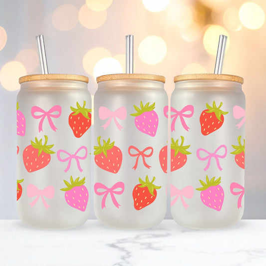 Strawberry Frosted Glass Cup