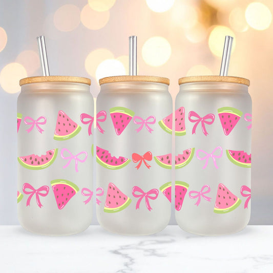 Watermelon Frosted Glass Cup