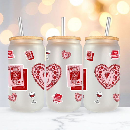 Red Cute Frosted Glass Cup