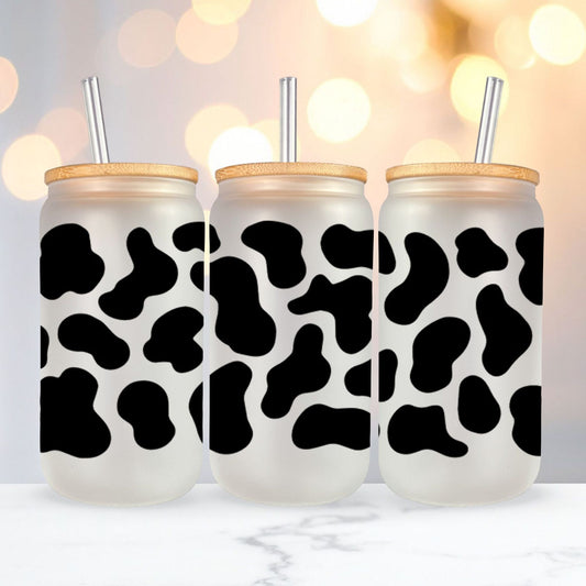 Cow Frosted Glass Cup