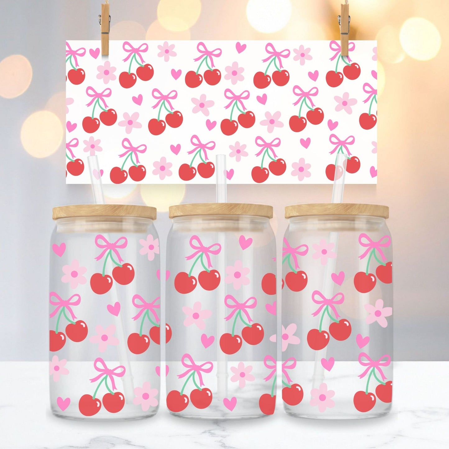 Cherry Clear Glass Cup