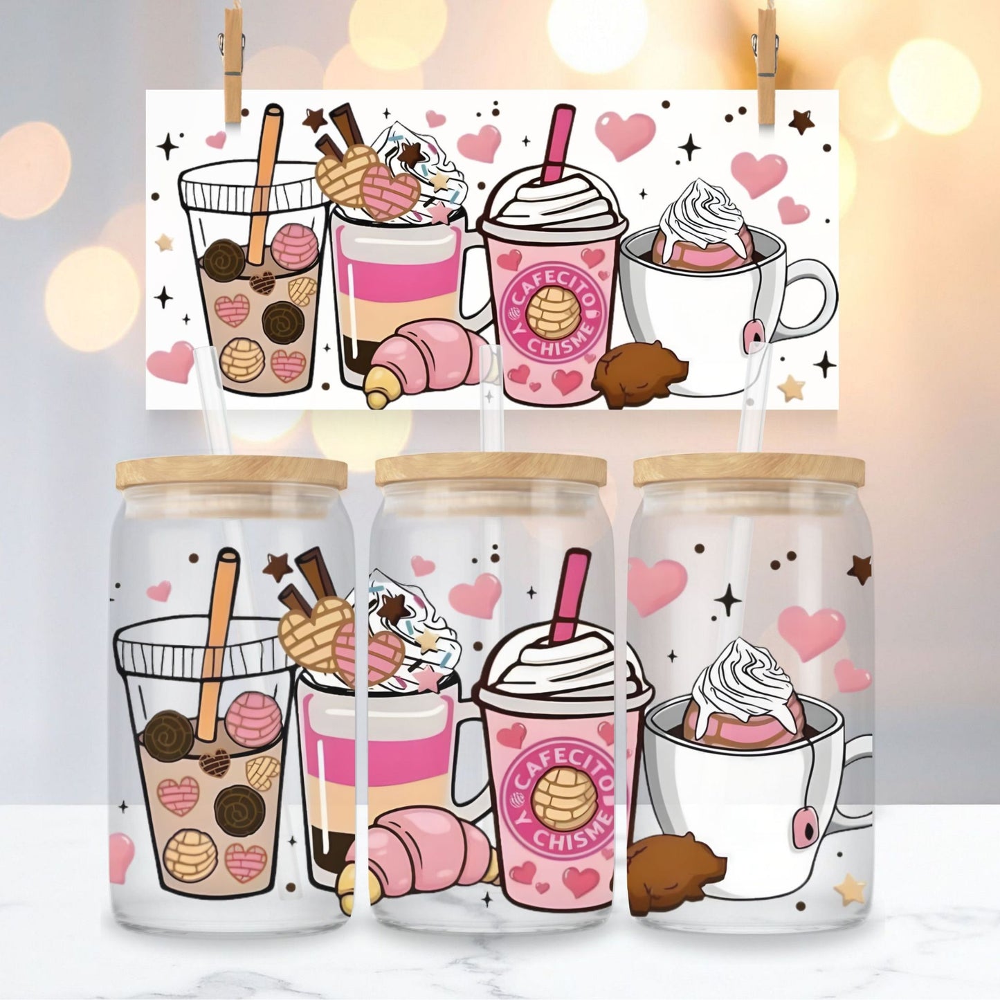 Pink Coffee Clear Glass Cup