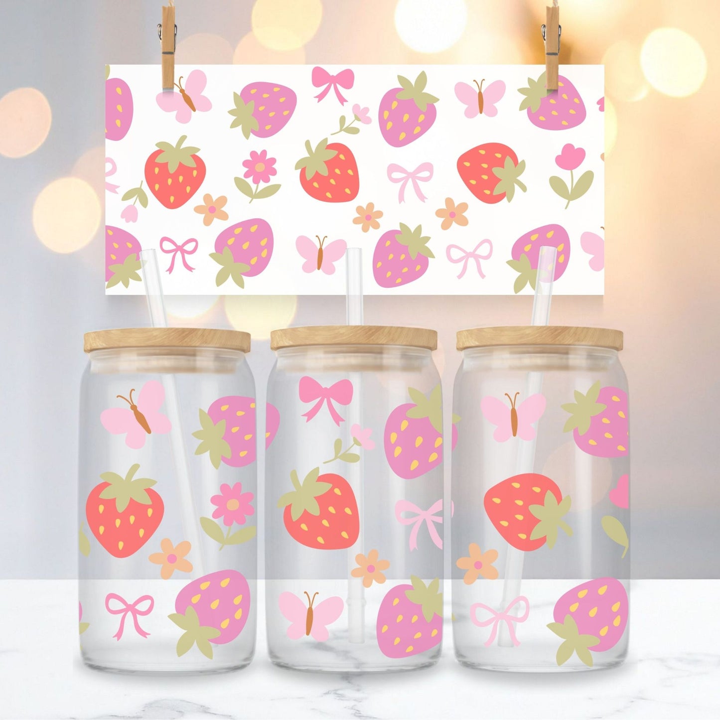 Strawberry Clear Glass Cup