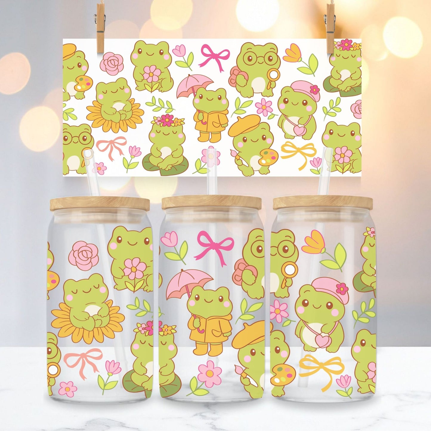 Pretty Frog Clear Glass Cup